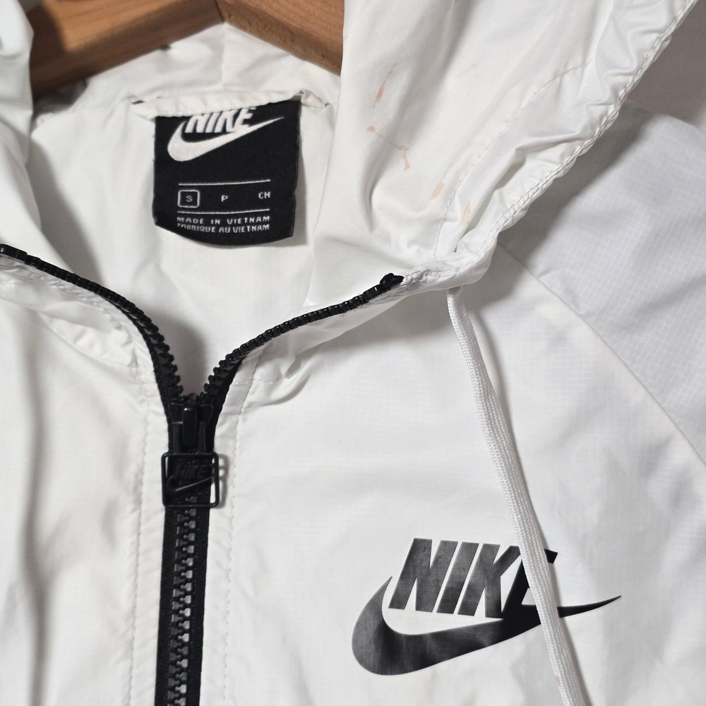 Nike Windrunner Jacket White Black Full Zip‎ Hooded Lightweight Women Size S Gym - Picture 2 of 10